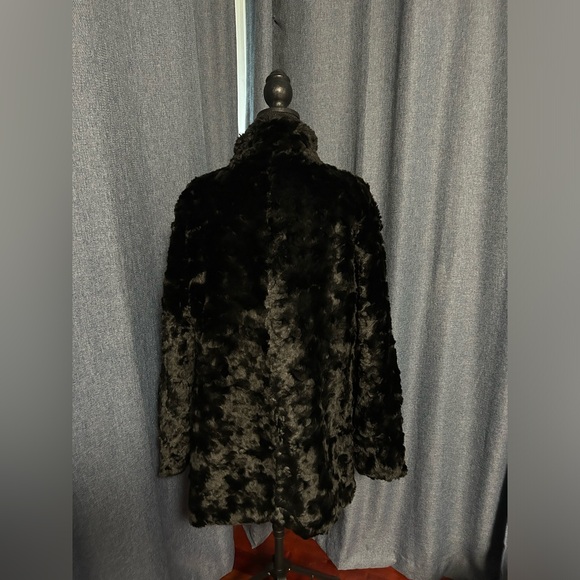 CALVIN KLEIN Black Faux Fur Zipper Coat with Buckle Detail, Size XL, NWOT - Picture 4 of 7